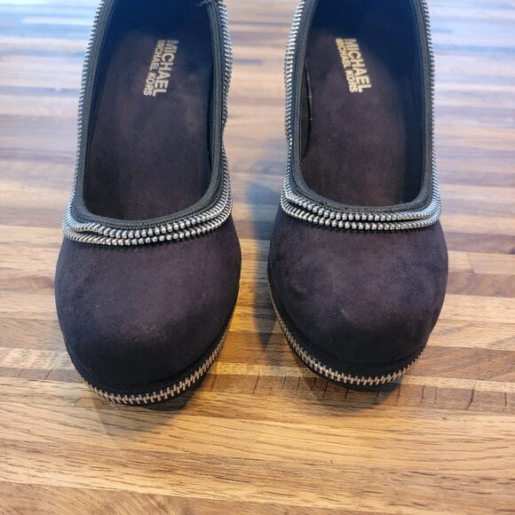 Michael Kors Sherry Pump Women's Black Suede Zipper Wedge Euro Size 36 - Picture 9 of 14